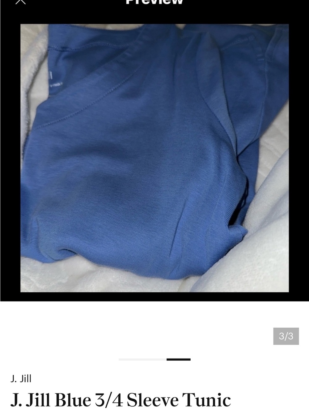 J. Jill Blue 3/4 Sleeve Tunic